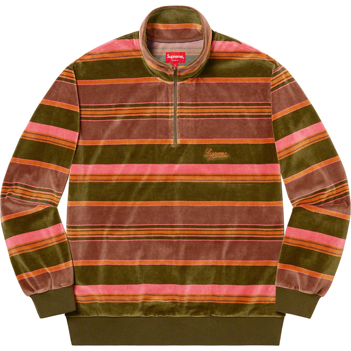 Stripe Velour Half Zip Pullover view 3
